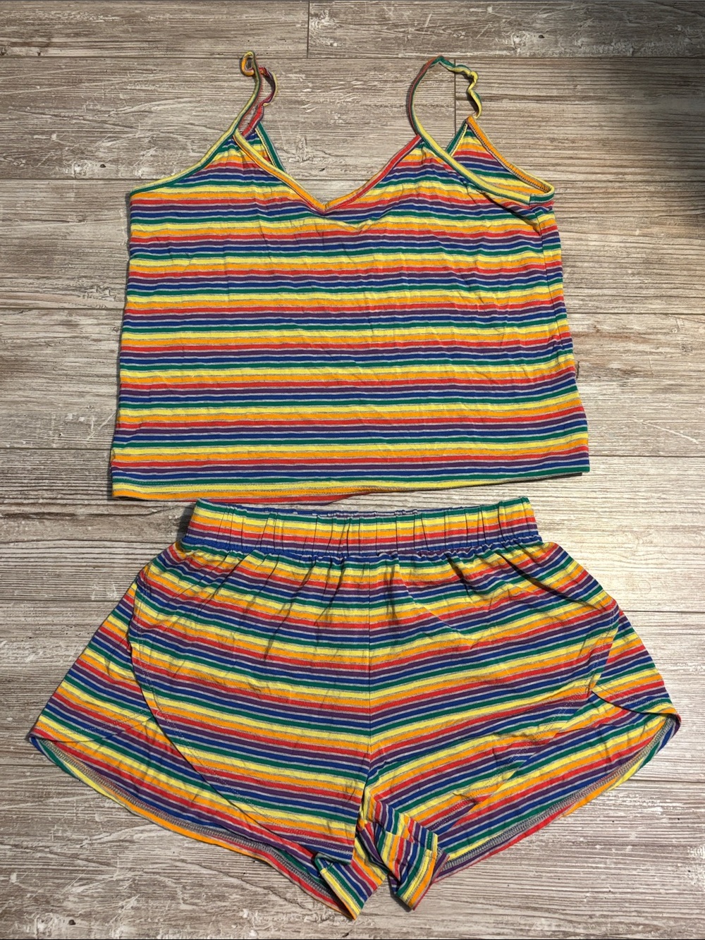 Old Navy XS Rainbow Stripe Pajama Set - Multicolor